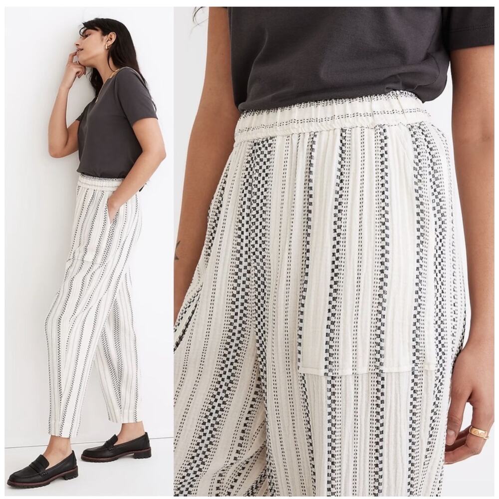 Madewell Lightspun Balloon Pants Stripe Pull On Cotton XXS - Picture 10 of 10